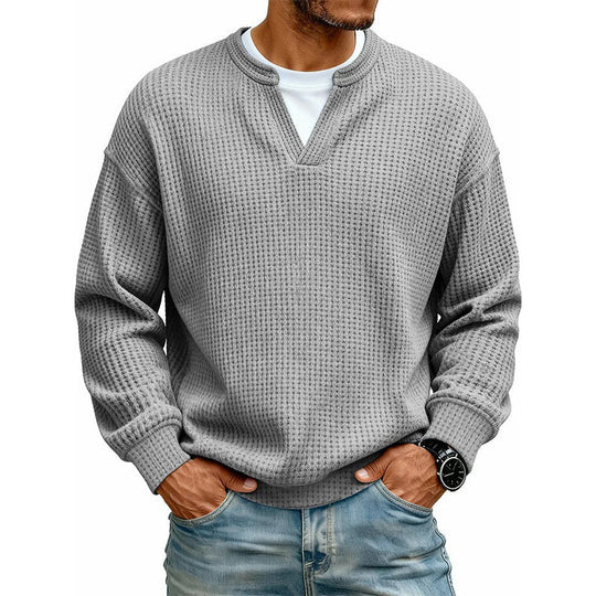 ⏳LAST DAY SALE ONLY ￡13.99!!🔥✨ Timeless Comfort | Men's Textured Waffle Layered-Look Long-Sleeve Tee