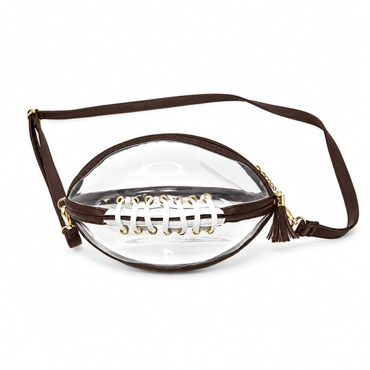 🏈 Clear Football-Shaped Crossbody Bag – Game-Day Style Meets Everyday Convenience ✨