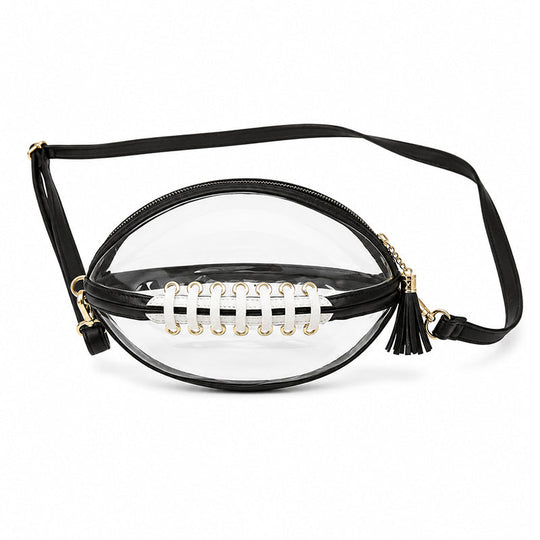 🏈 Clear Football-Shaped Crossbody Bag – Game-Day Style Meets Everyday Convenience ✨