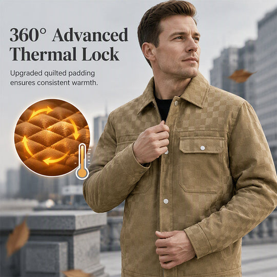 ✨ Premium Texture | Men's Faux Suede Checkerboard Jacket