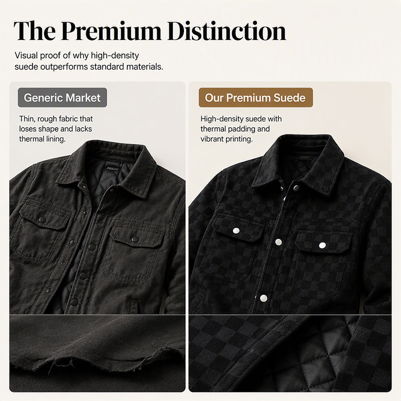 ✨ Premium Texture | Men's Faux Suede Checkerboard Jacket
