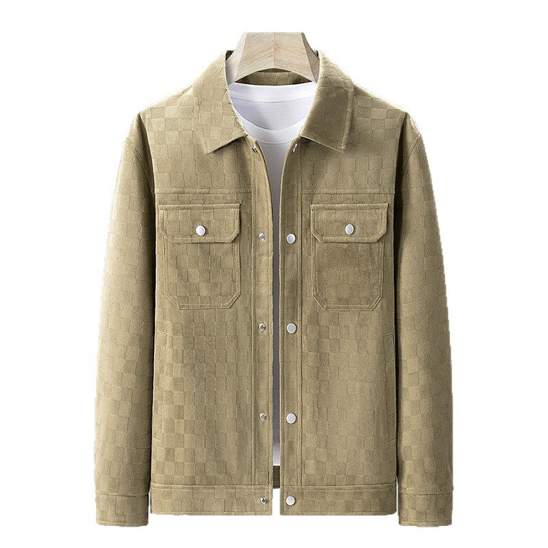 ✨ Premium Texture | Men's Faux Suede Checkerboard Jacket