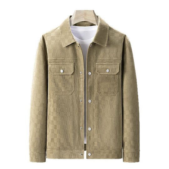 ✨ Premium Texture | Men's Faux Suede Checkerboard Jacket