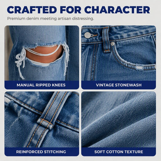 Women's Chic High Waisted Ripped Jeans