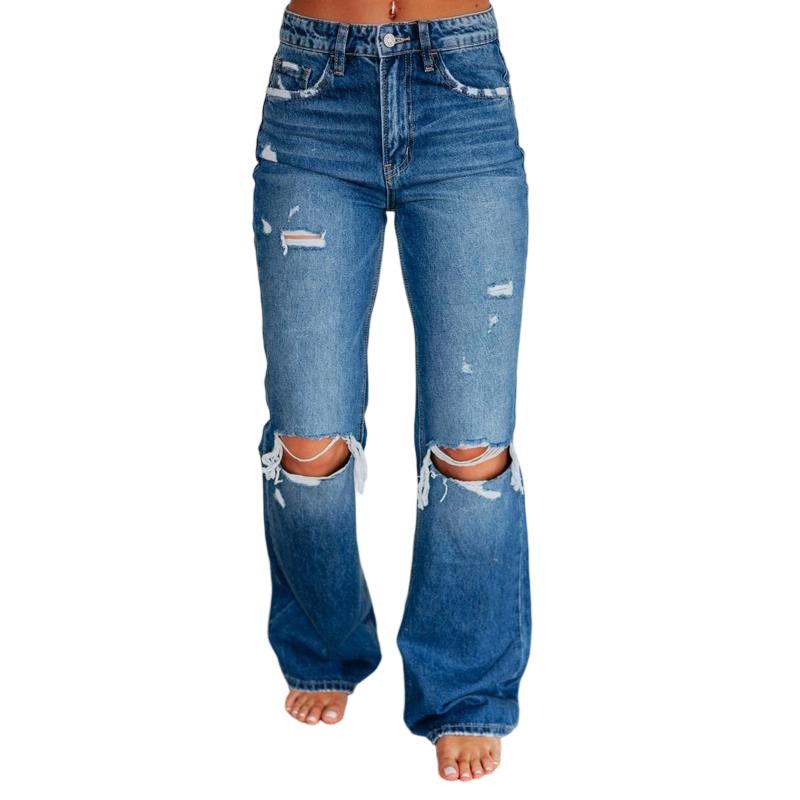 Women's Chic High Waisted Ripped Jeans
