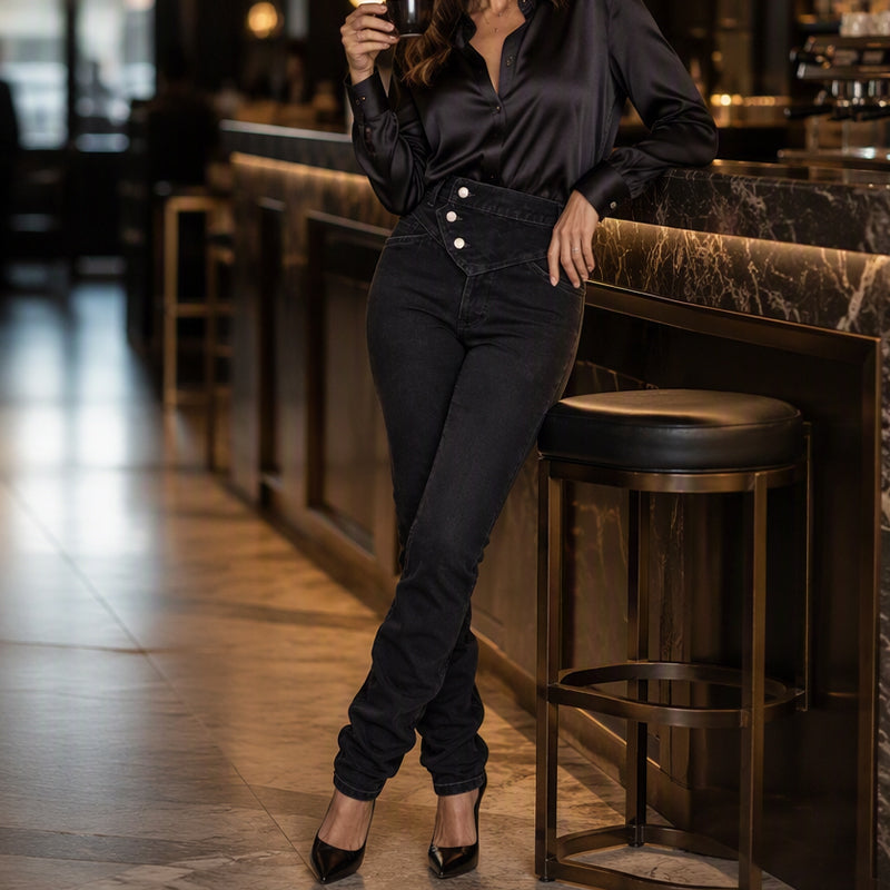 💖 Latest Design | Women's High-Waisted Crossover Asymmetric Jeans