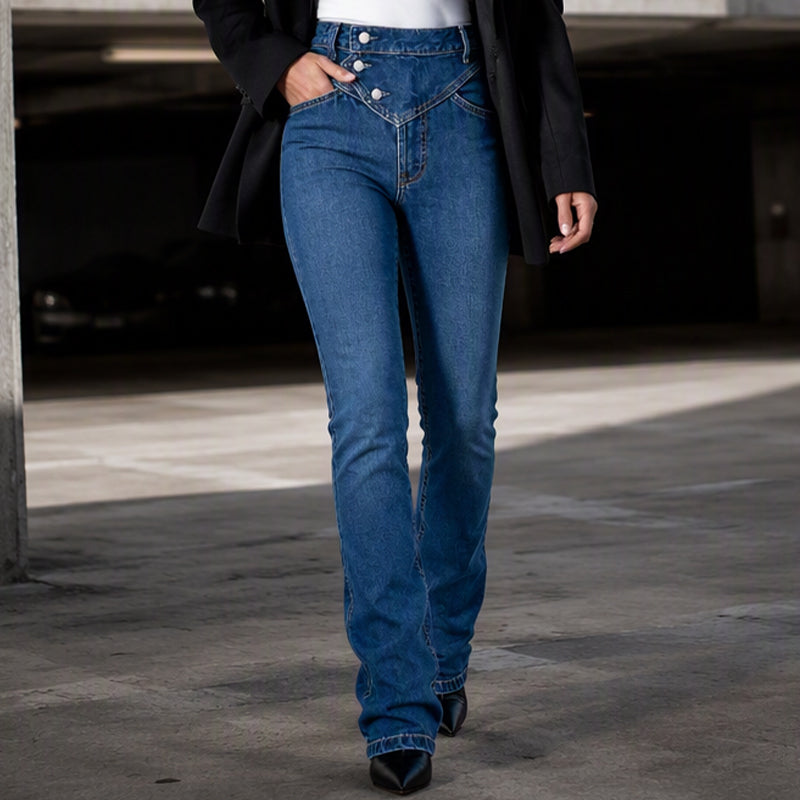 💖 Latest Design | Women's High-Waisted Crossover Asymmetric Jeans