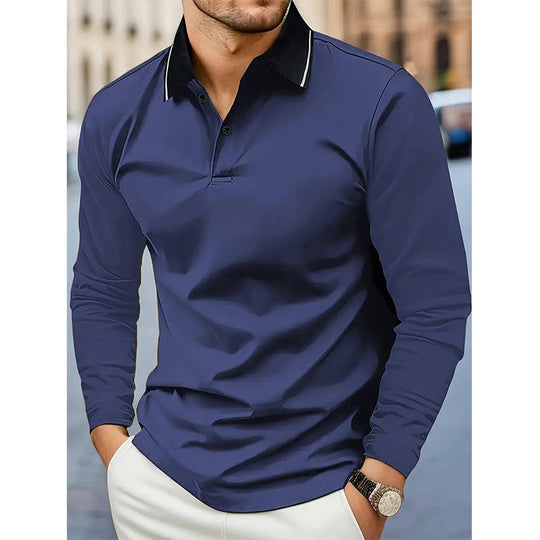 ✨ Easy Everyday Comfort | Men's Contrast-Collar Short-Sleeve Golf Shirt