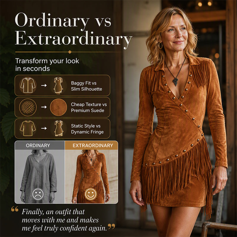 Women's Fringe Slim Fit Long Sleeve Dress