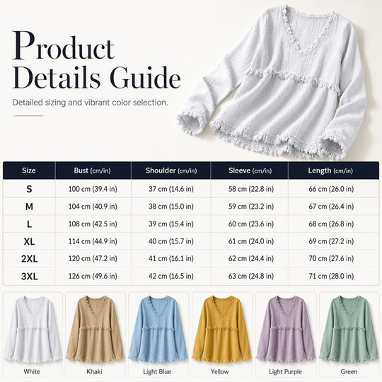 ☀️ Lightweight Comfort | Women's Tassel V-Neck Relaxed-Fit Blouse