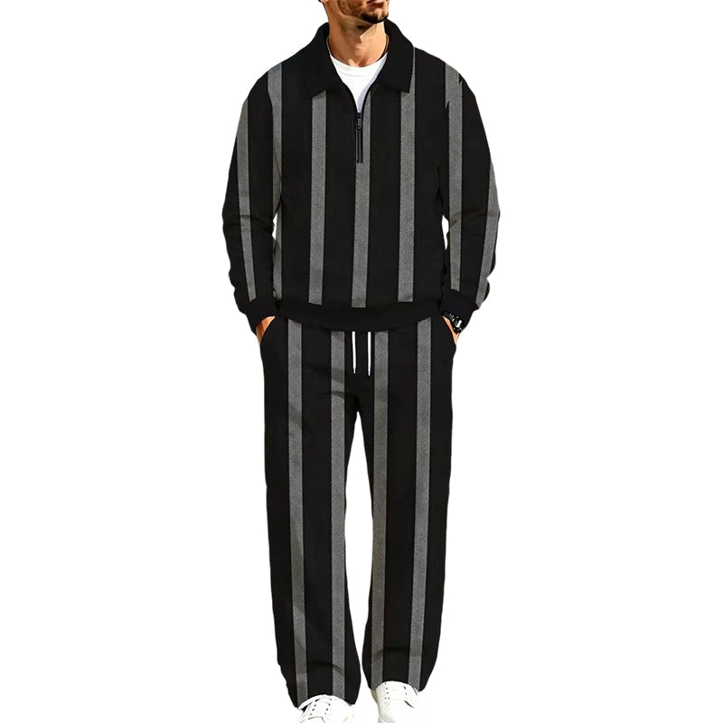 Men's Printed Half-Zip Sweatshirt & Pants Tracksuit Set