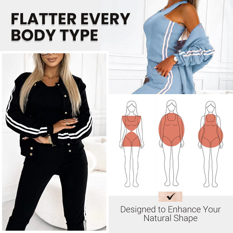 Women's Casual 3-Piece Set - Jacket, Tank Top & Pants