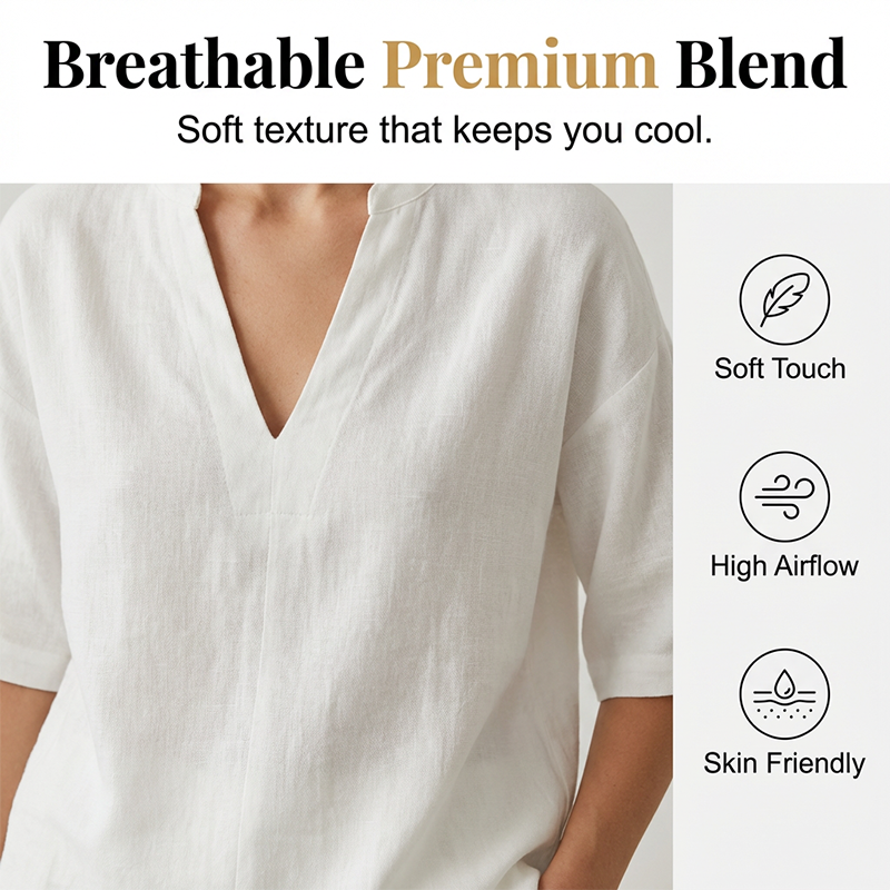 ☀️ Lightweight Comfort | Women's V-Neck Top & Wide-Leg Shorts 2-Piece Set