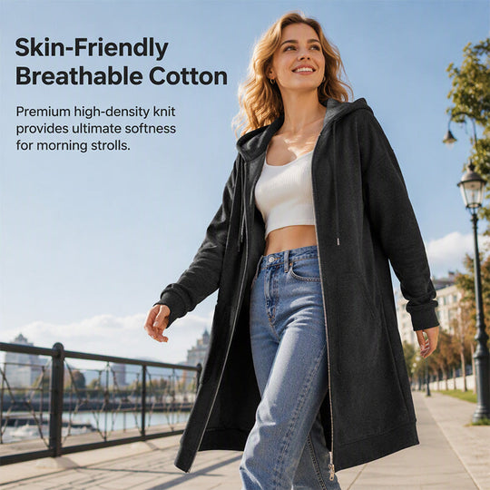 ⌛Limited-Time Offer🛍️Women’s Long Zip-Up Hooded Cardigan