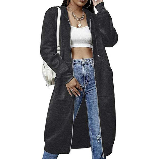 ⌛Limited-Time Offer🛍️Women’s Long Zip-Up Hooded Cardigan