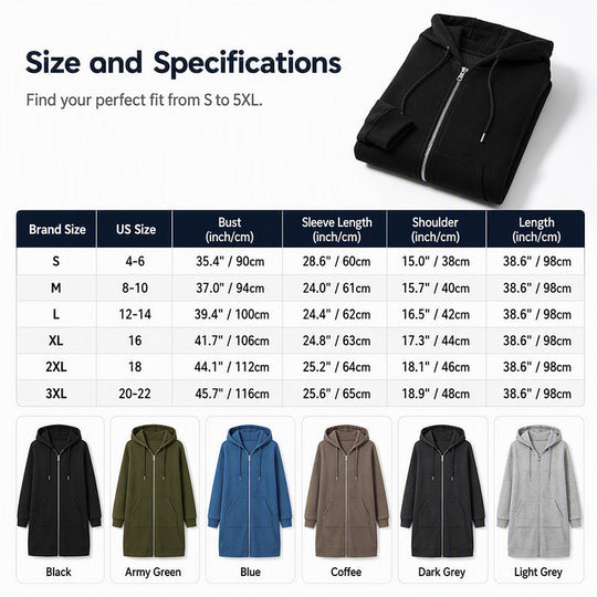 ⌛Limited-Time Offer🛍️Women’s Long Zip-Up Hooded Cardigan