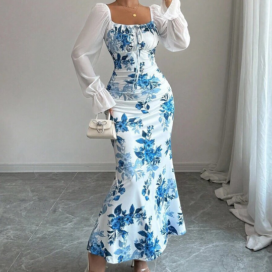 ✨ Flattering Elegance | Women's Ruched-Waist Floral Flare Dress