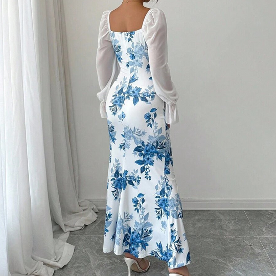 ✨ Flattering Elegance | Women's Ruched-Waist Floral Flare Dress