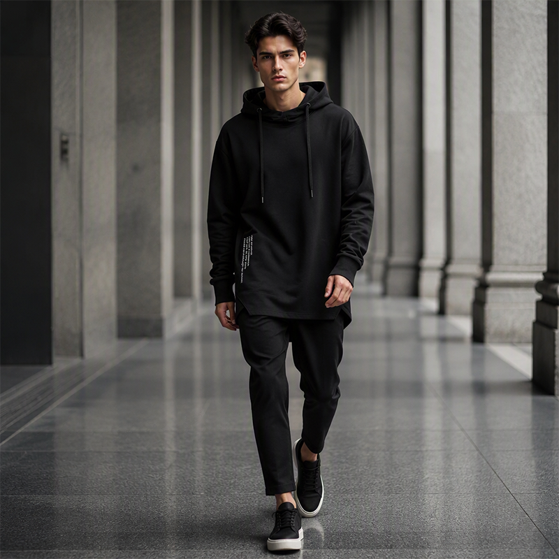 ☁️ All-Day Comfort | Men's Relaxed-Fit High-Neck Hooded Sweatshirt