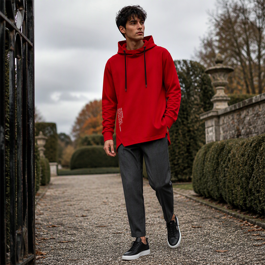 ☁️ All-Day Comfort | Men's Relaxed-Fit High-Neck Hooded Sweatshirt