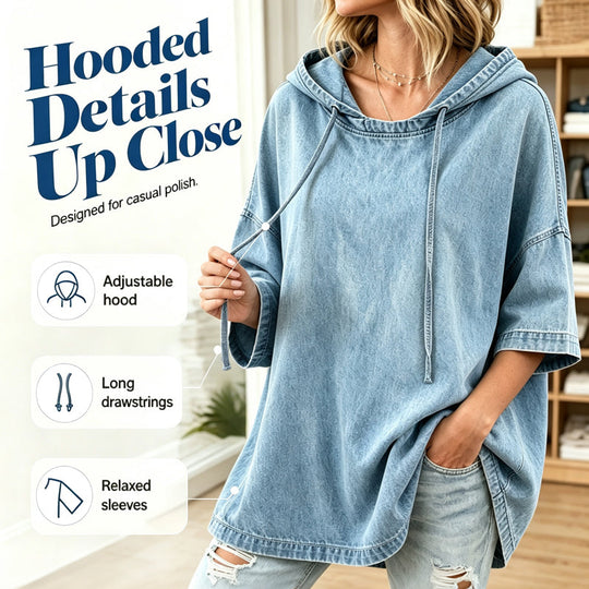 Women's Casual Loose Denim Hoodie
