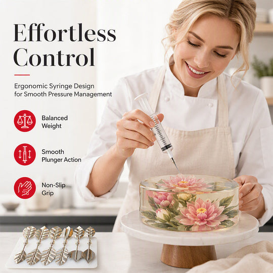 🎂30% OFF NOW! Professional 3D Jelly Art Kit‑ 304 Stainless Steel 10‑Piece Floral Gelatin Art Tools with Syringe, DIY 3D Flower Jelly Cake Decorating Set for Pastry & Baking Lovers
