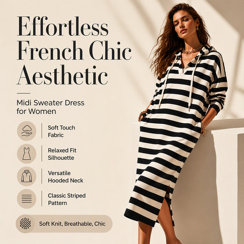 Hot Sale 50% OFF💖Women's Casual Striped Hoodie Dress