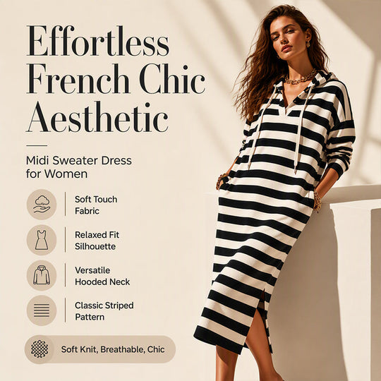 Hot Sale 50% OFF💖Women's Casual Striped Hoodie Dress