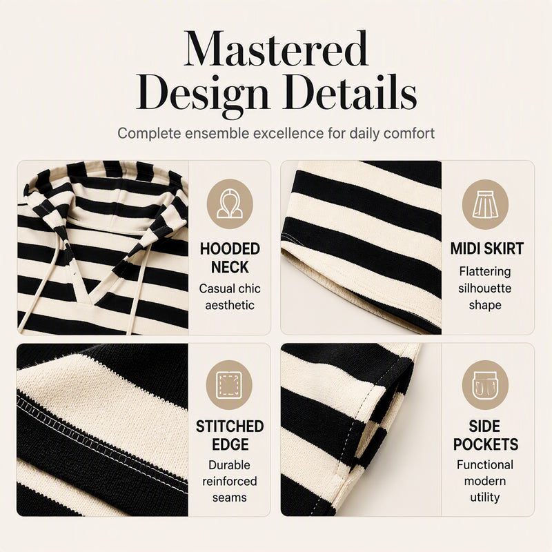 Hot Sale 50% OFF💖Women's Casual Striped Hoodie Dress