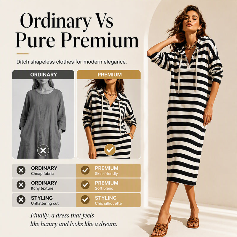 Hot Sale 50% OFF💖Women's Casual Striped Hoodie Dress