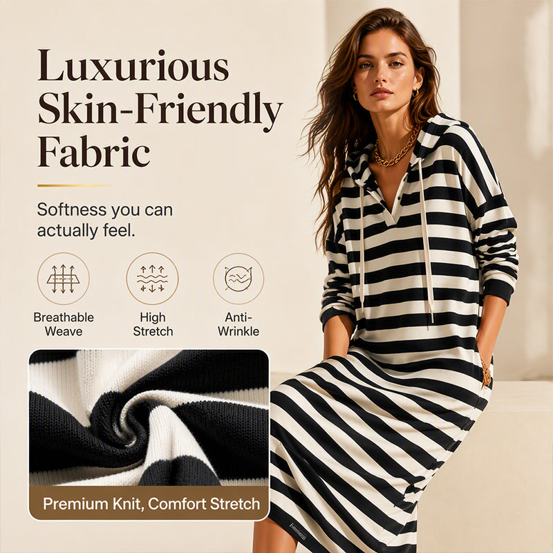 Hot Sale 50% OFF💖Women's Casual Striped Hoodie Dress