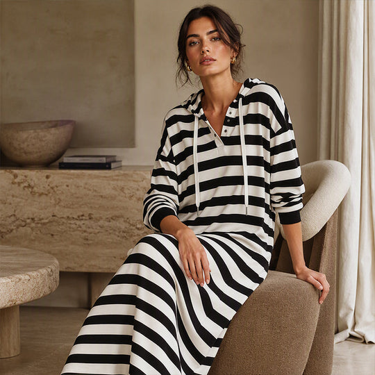 Hot Sale 50% OFF💖Women's Casual Striped Hoodie Dress