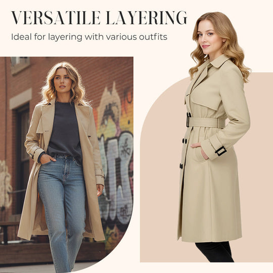 Women's Casual Double-Breasted Trench Coat
