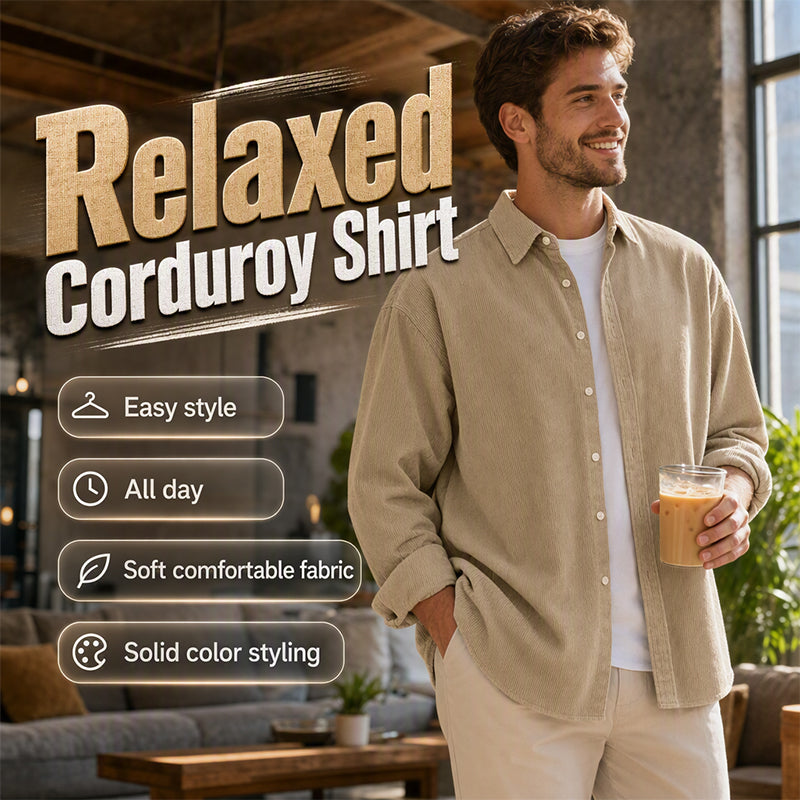 🍂 Men’s Casual Corduroy Button-Up Shirt – Timeless Texture & Effortless Autumn Style