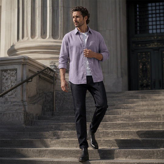 🍂 Men’s Casual Corduroy Button-Up Shirt – Timeless Texture & Effortless Autumn Style