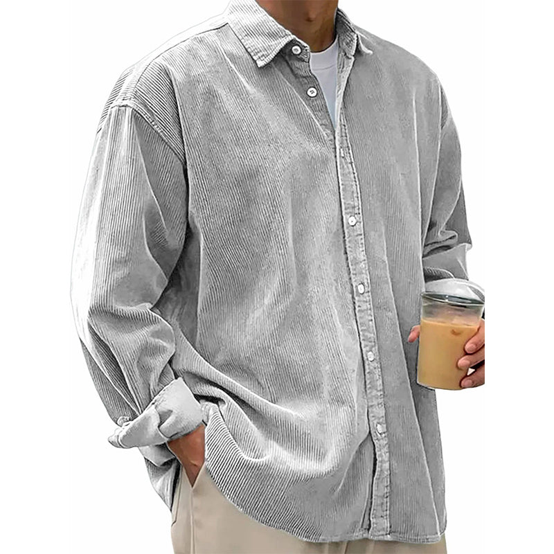 🍂 Men’s Casual Corduroy Button-Up Shirt – Timeless Texture & Effortless Autumn Style