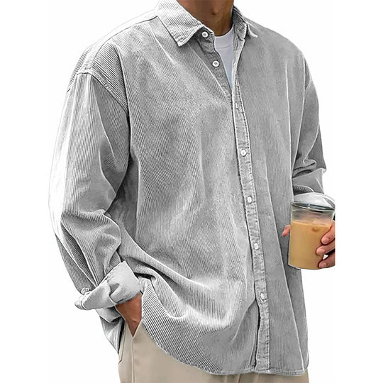 🍂 Men’s Casual Corduroy Button-Up Shirt – Timeless Texture & Effortless Autumn Style