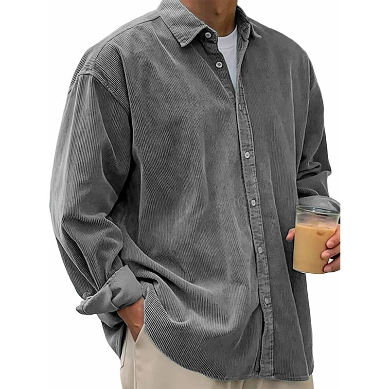 🍂 Men’s Casual Corduroy Button-Up Shirt – Timeless Texture & Effortless Autumn Style