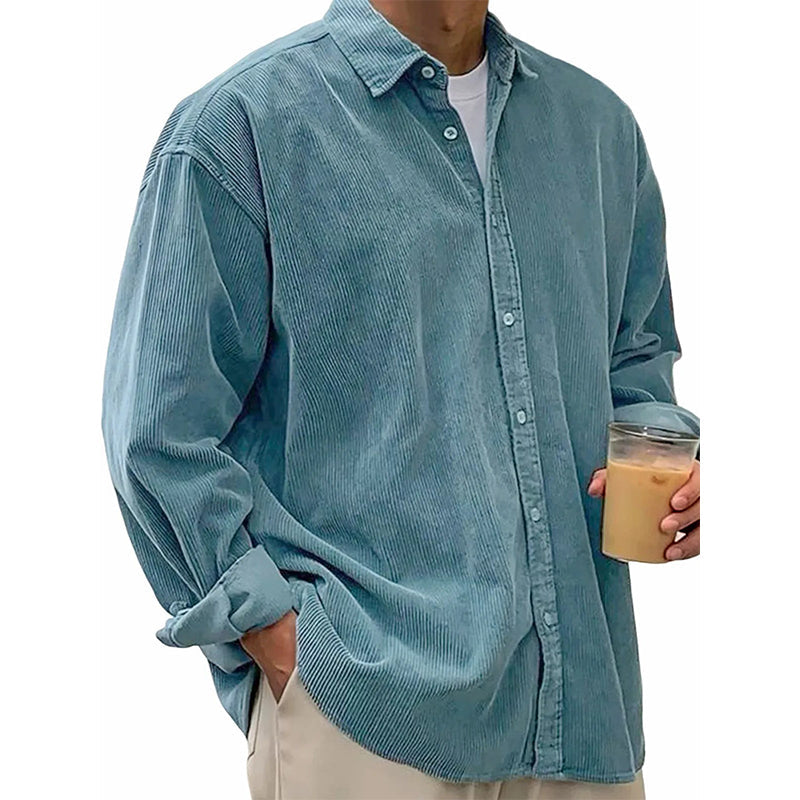 🍂 Men’s Casual Corduroy Button-Up Shirt – Timeless Texture & Effortless Autumn Style