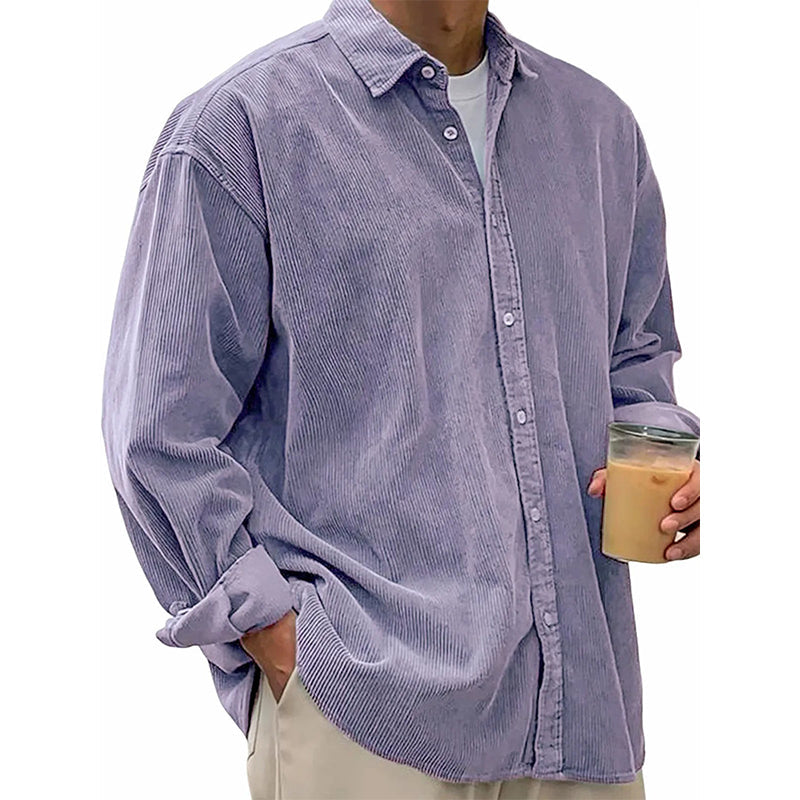🍂 Men’s Casual Corduroy Button-Up Shirt – Timeless Texture & Effortless Autumn Style