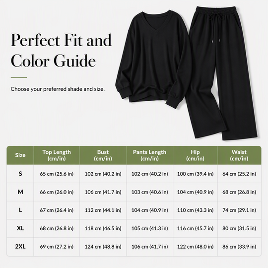 ✨ Effortless Comfort | Women's V-Neck Knit Top & Pants 2-Piece Lounge Set