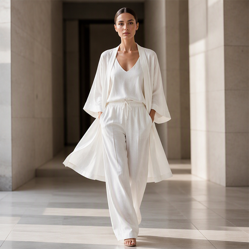 Women's Cardigan Tank Top & Pants 3-Piece Set