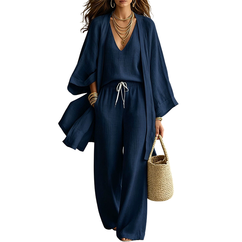Women's Cardigan Tank Top & Pants 3-Piece Set