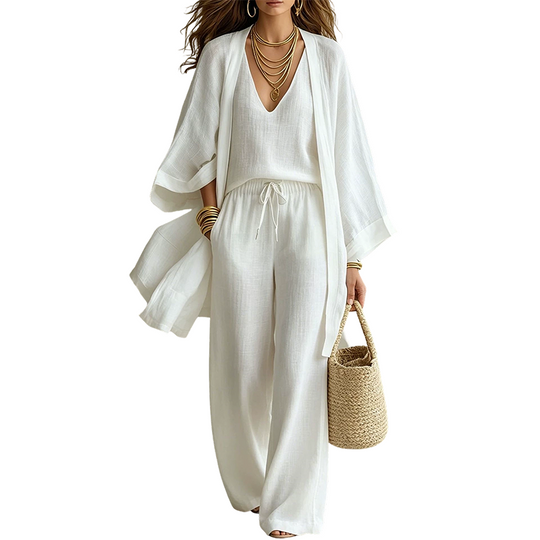 Women's Cardigan Tank Top & Pants 3-Piece Set