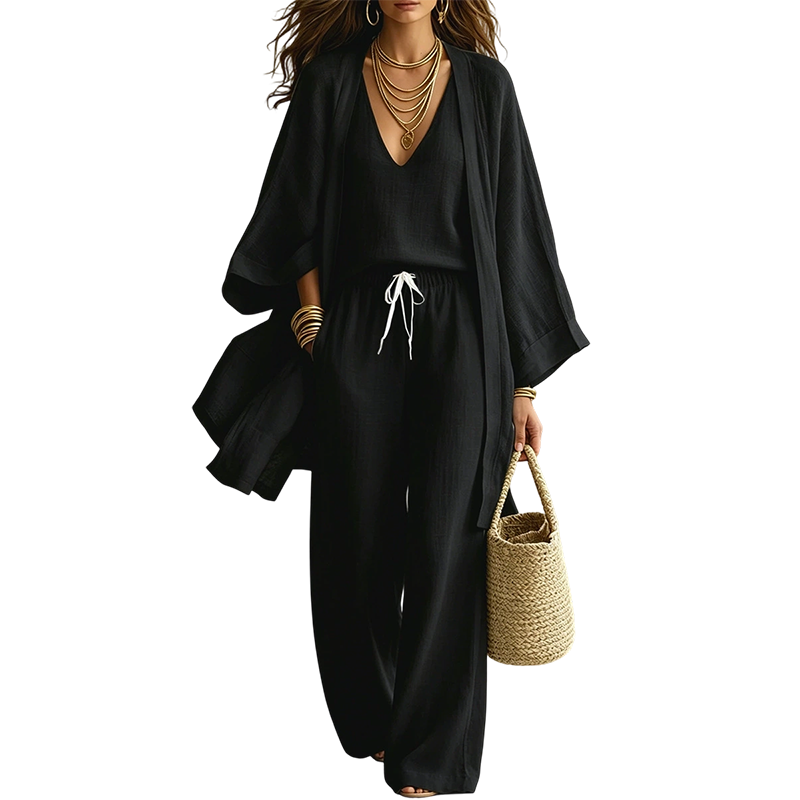 Women's Cardigan Tank Top & Pants 3-Piece Set