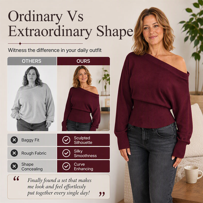 Women's Off-Shoulder Ribbed Knit Sweater