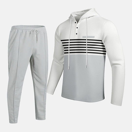 🧶 Men's Sporty Color-Block Waffle Knit 2-Piece Set – Sporty Comfort & Effortless Autumn Style