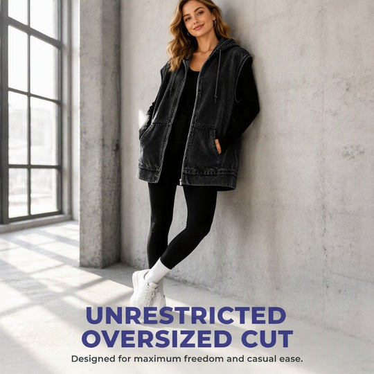 🧥 Seasonal Style | Women's Oversized Hooded Denim Vest Jacket