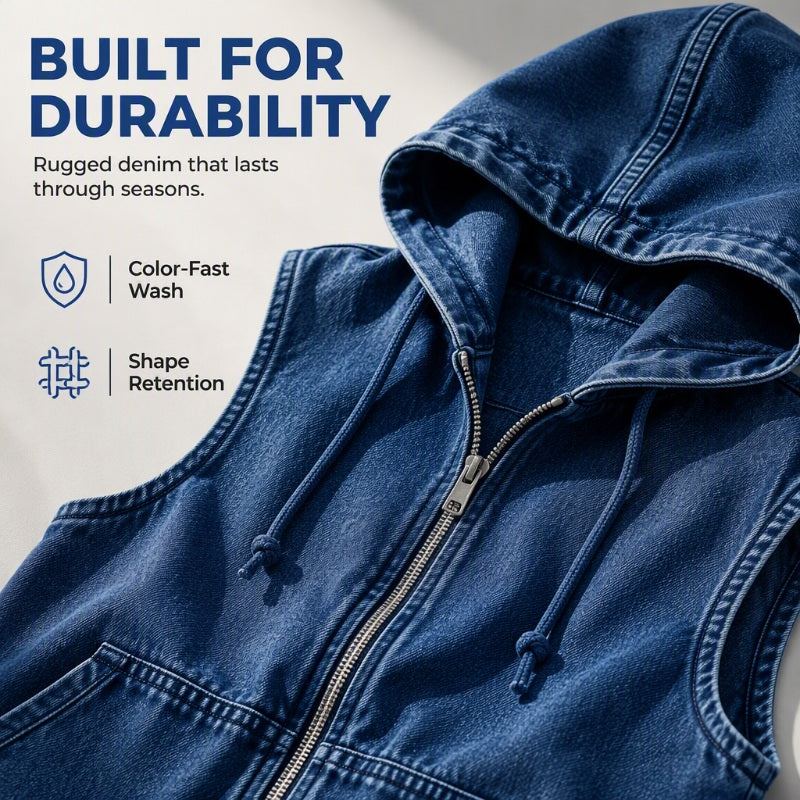 🧥 Seasonal Style | Women's Oversized Hooded Denim Vest Jacket