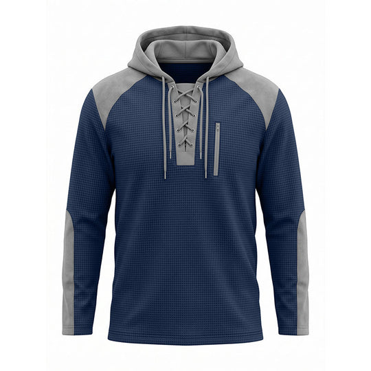 Men's Casual Knit Color-Block Hoodie